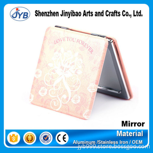 Easy to carry pocket mirror promotion cheap custom PU leather metal type compact mirror